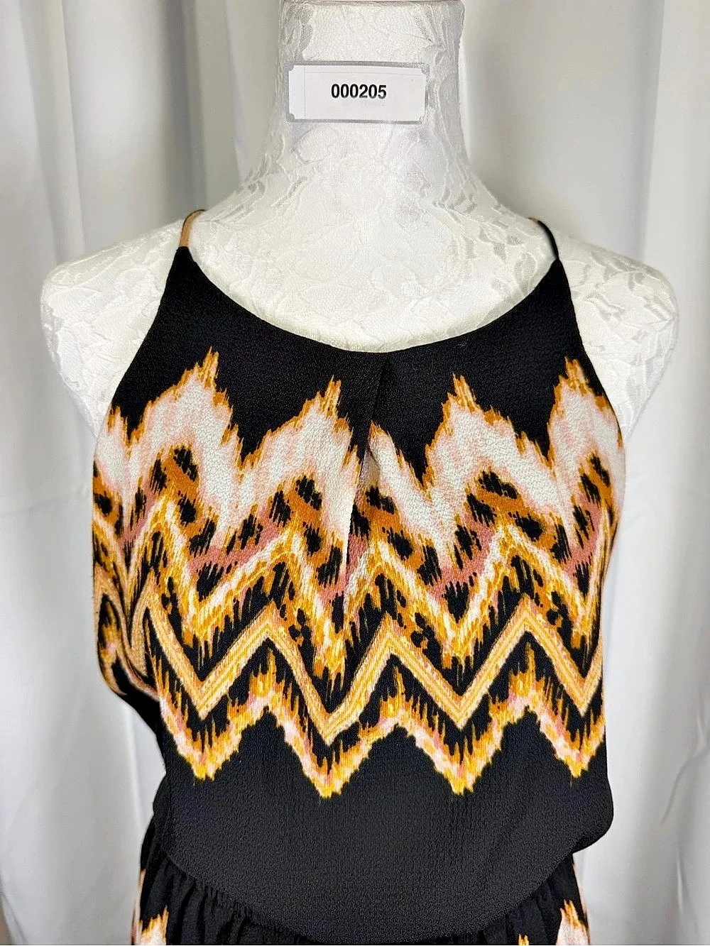 A.N.A. A New Approach Women’s Small Black Ikat Chevron Sleeveless High Low Dress